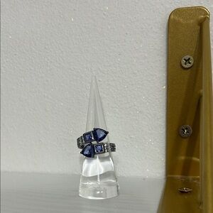 Elegant Blue and Silver Ring Set